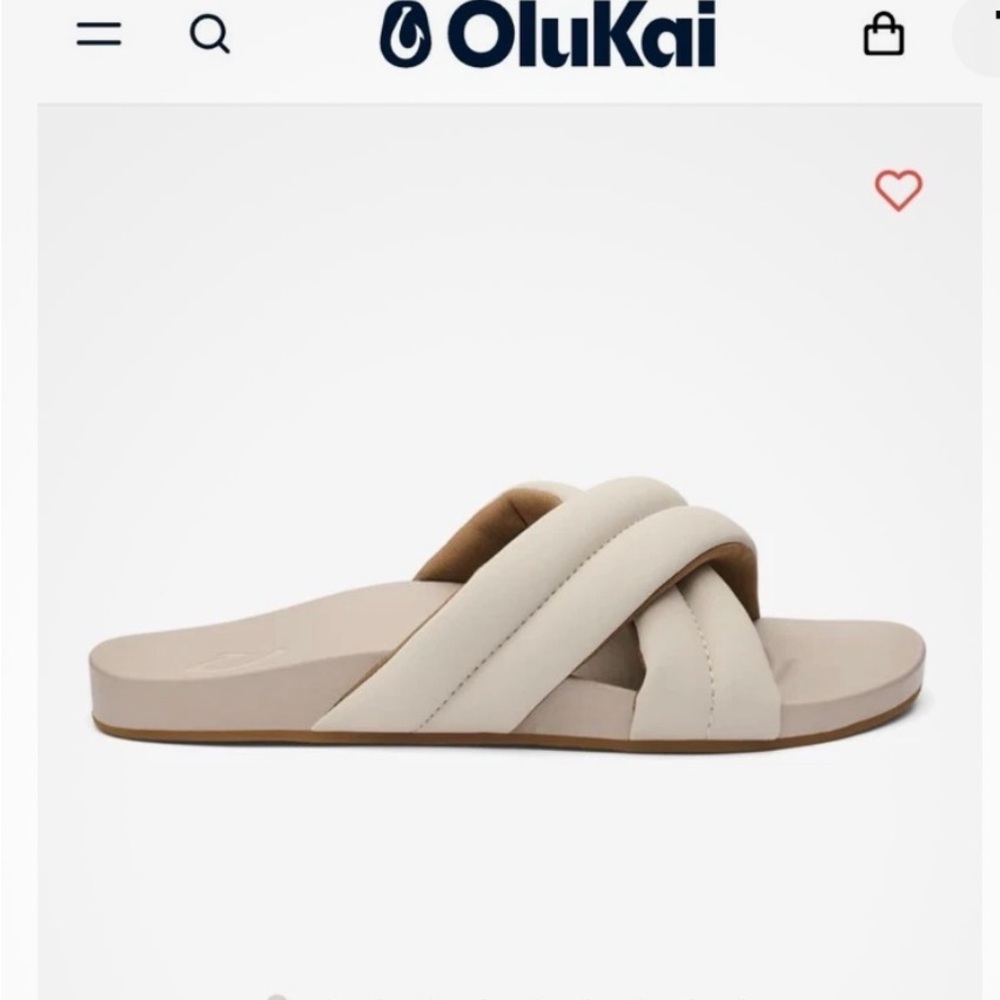 OluKai Women’s Cream Cross-Band Slide Sandal with Padded Straps
